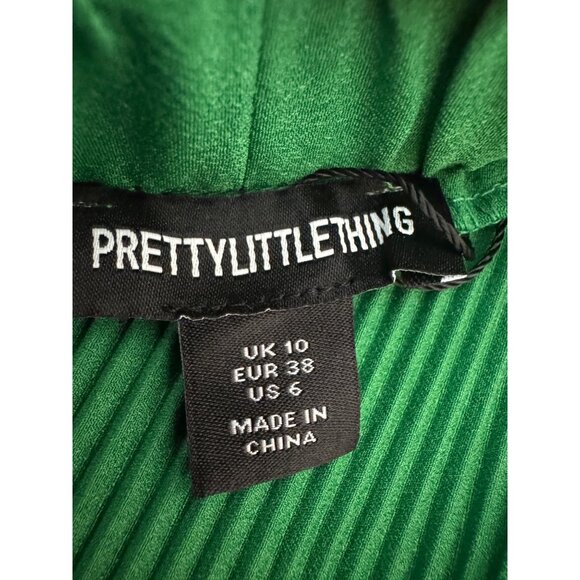 2/$30 NWT PrettyLittleThing Size 6 Green Pleated Trousers Polyester - Picture 4 of 16